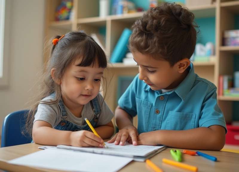 Child receiving therapy assistance with a tutor.